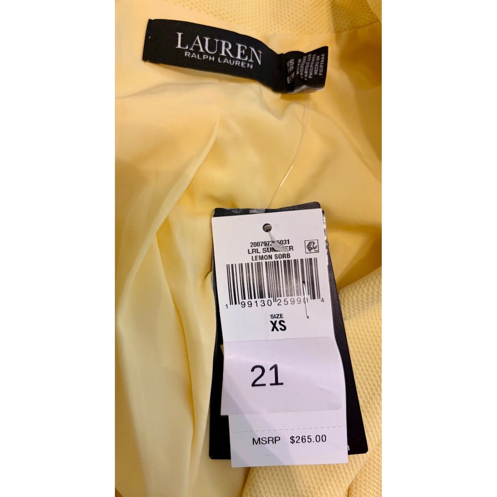 Lauren Ralph Lauren Lemon Sorbet Crest Blazer XS NWT Gold Buttons Preppy - Picture 9 of 9